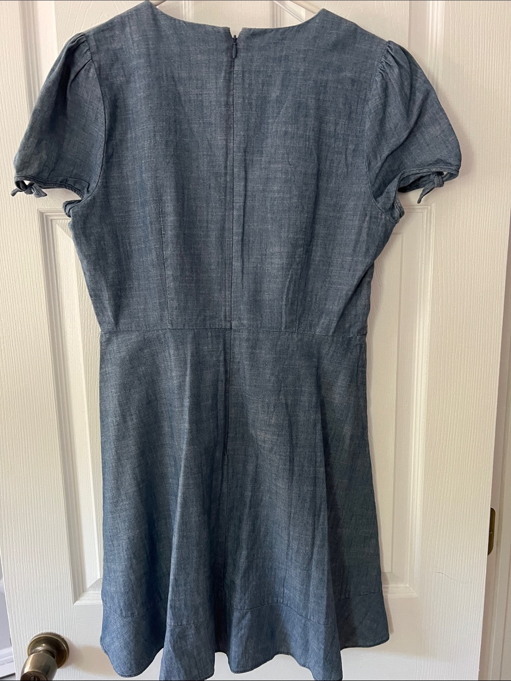 J. Crew Chambray Blue V-Neck Short Sleeve Dress - Picture 5 of 5